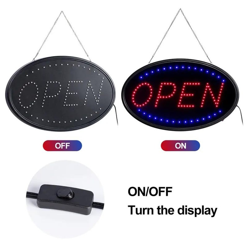 E-ONSALE Jumbo 24" x 13" LED Neon Sign with Motion - "Open" (Red/Blue) B30 - Image 3